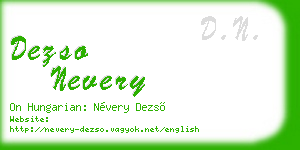 dezso nevery business card